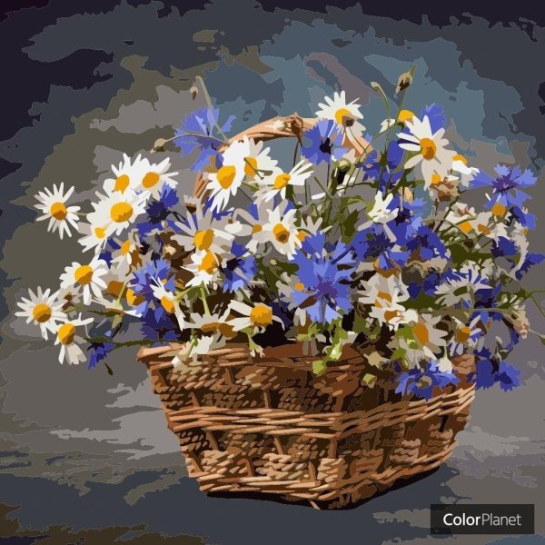 корзина с ромашками