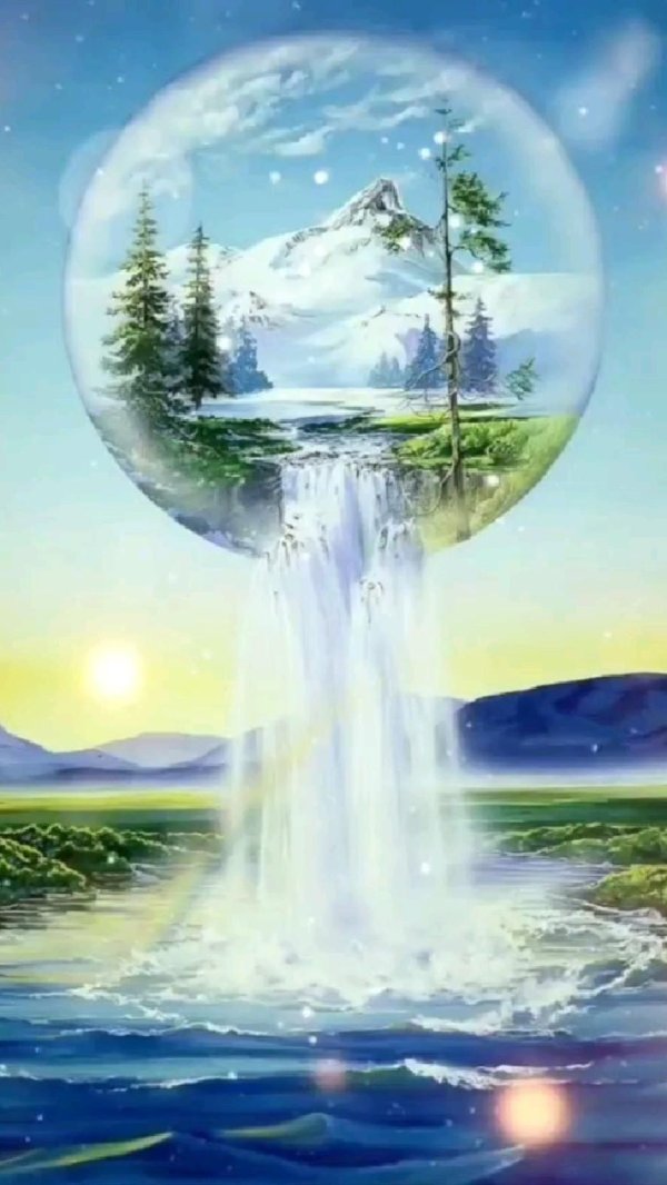 пейзаж водопад