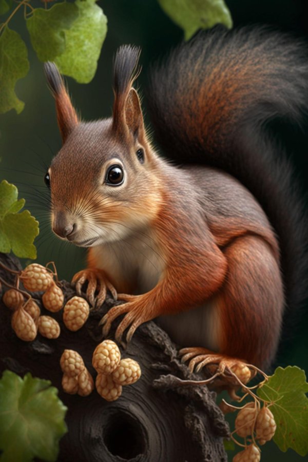 белочка с орехом