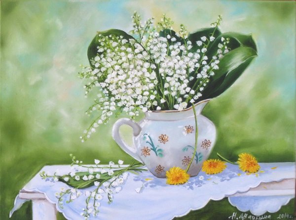 ландыши елена базанова акварель