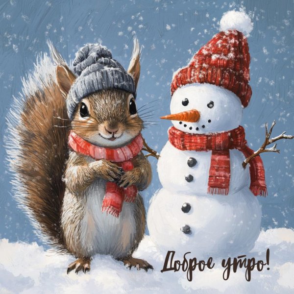 белка и снеговик