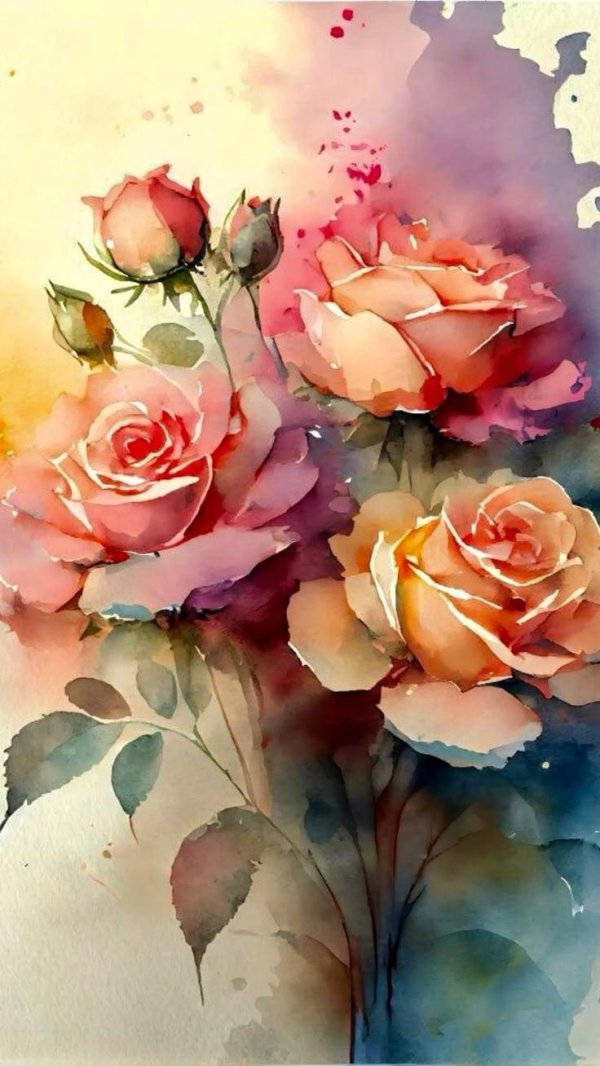 акварельные розы