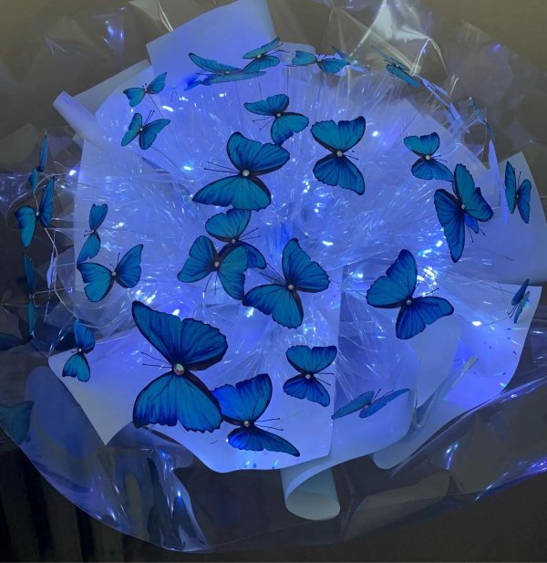 светящиеся букеты с бабочками