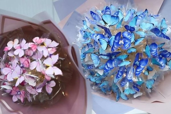 светящиеся букеты из бабочек