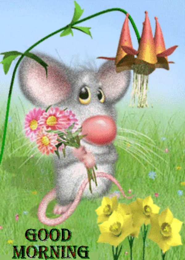 мышь с цветами