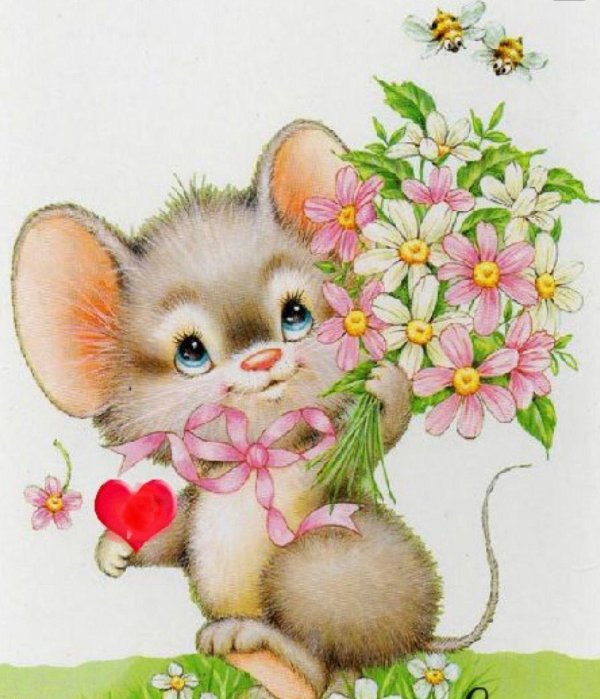 зверюшки с цветами