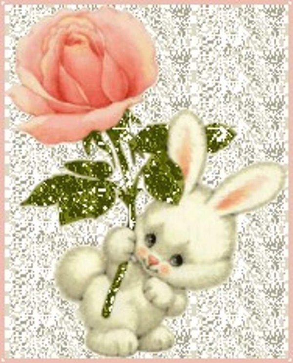 заяц дарит цветы