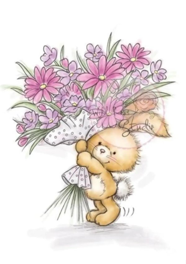 зайчик с букетом цветов