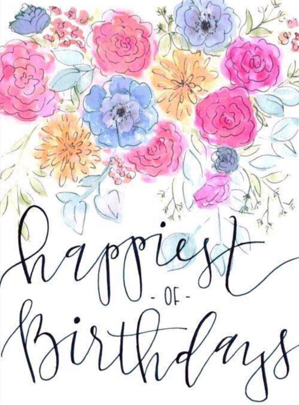 happy birthday акварель