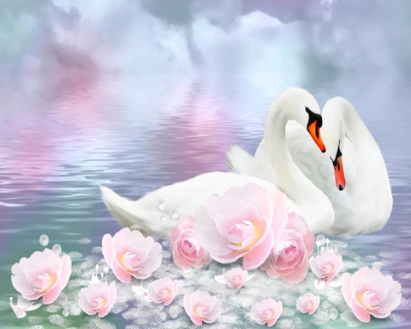 алмазная вышивка лебединая верность