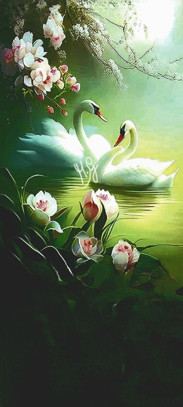 лебеди живопись