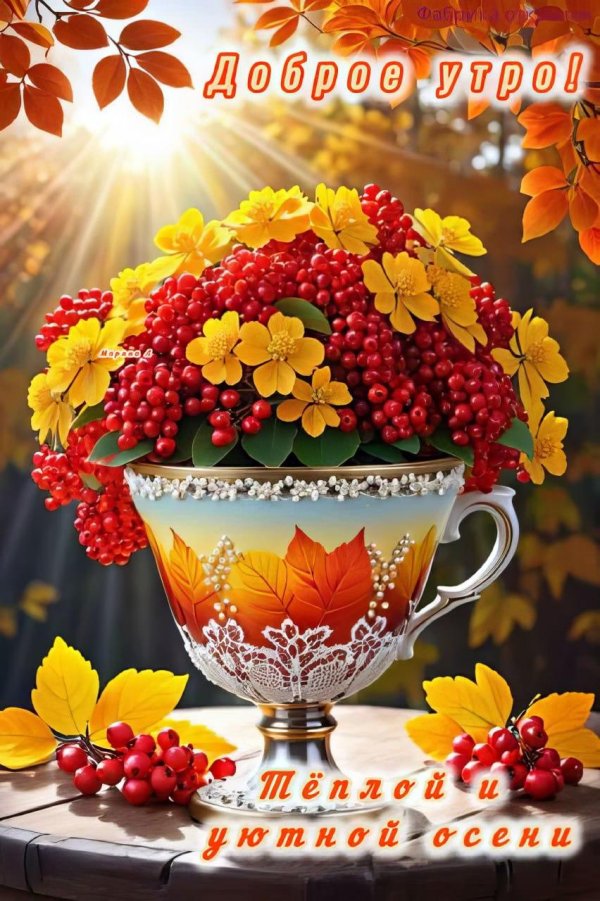 открытка с добрым утром осенние
