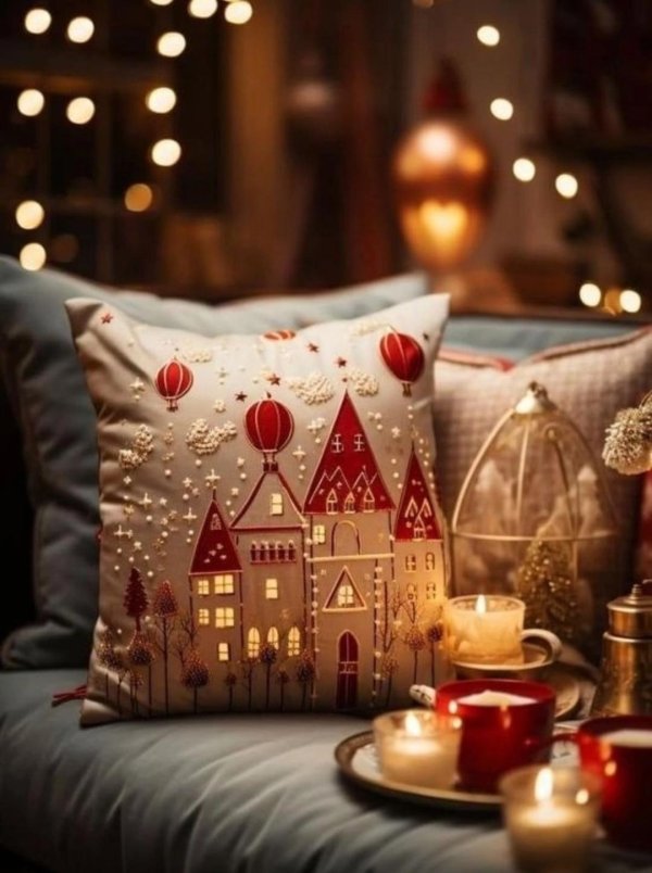 декоративная подушка новогодняя