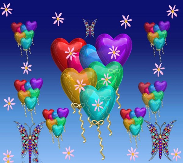 шарики сердечки в небе