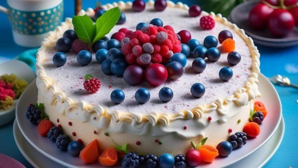 украшение торта ягодами