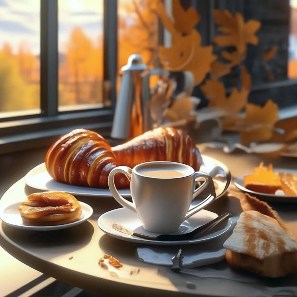 coffee с круассанам