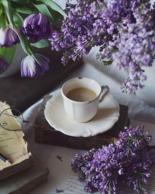 цветы и кофе
