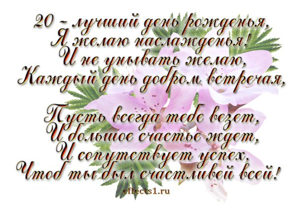 поздравление с 20 летием девушке