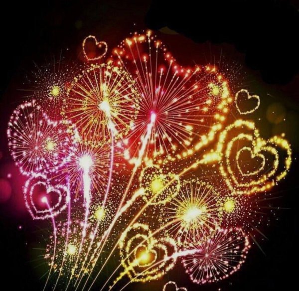 фейерверк сердечки
