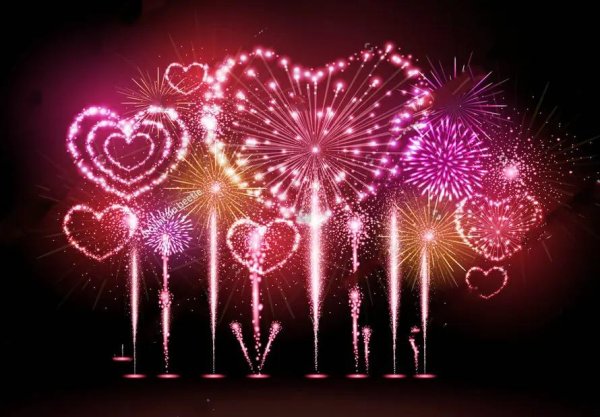 фейерверк сердечки