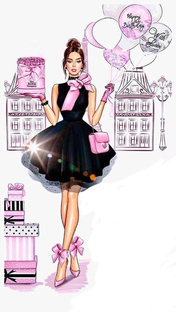 стильная открытка на день рождения девушке