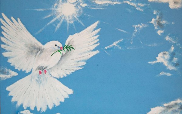 голубь гуашью