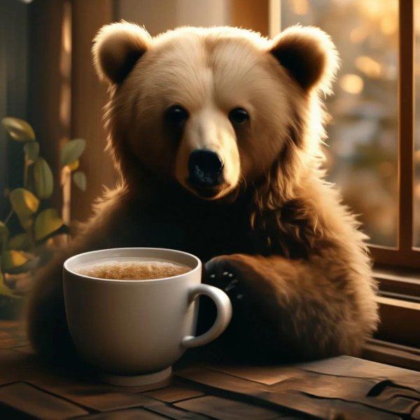 медведь пьет чай