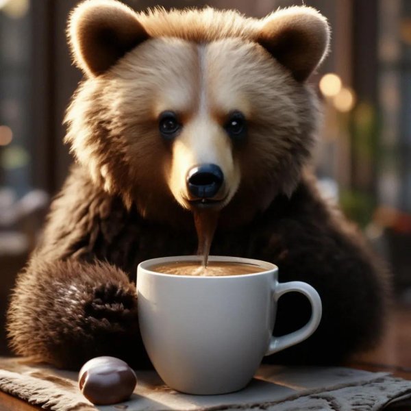 медведь пьет чай