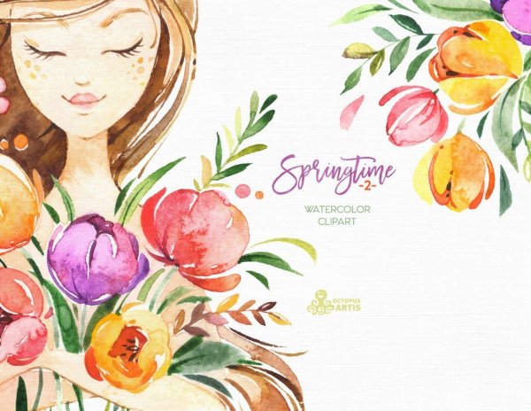 день матери акварель