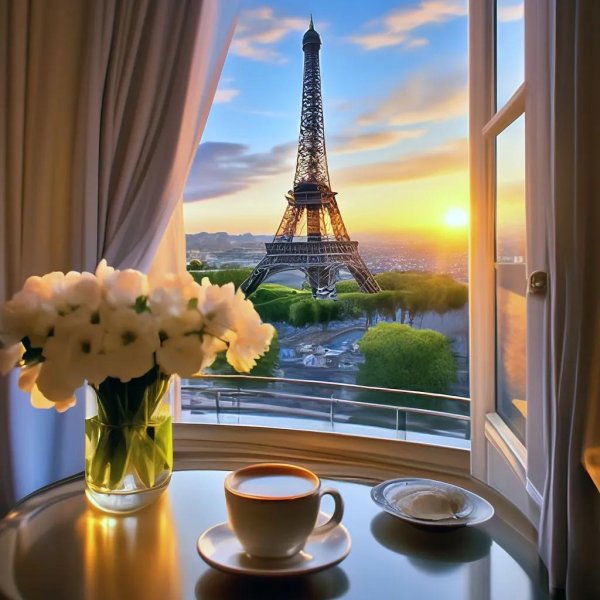 париж утро