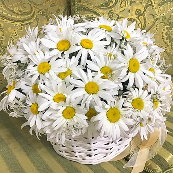ромашки в корзине