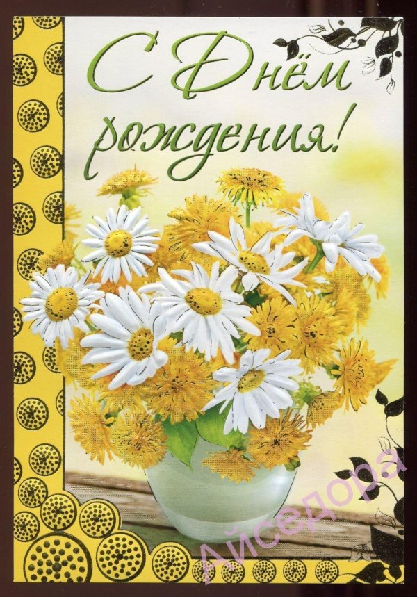 открытка с ромашками