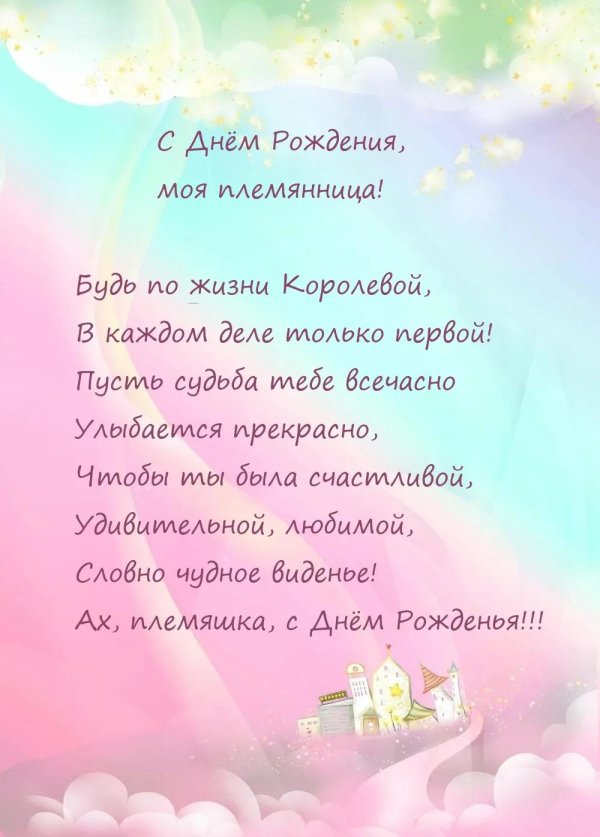 открытка на день рождения племяннице