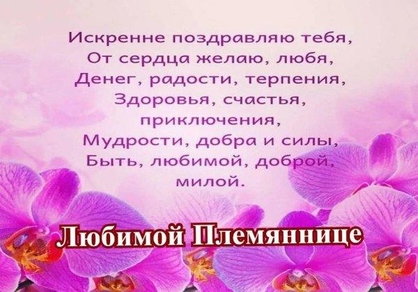 поздравление с днём рождения взрослой племяннице от тёти