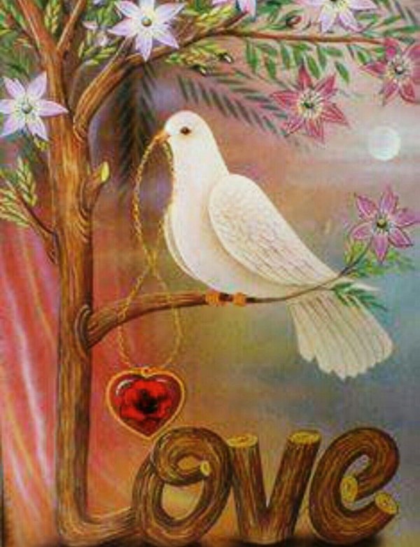 открытка с голубем