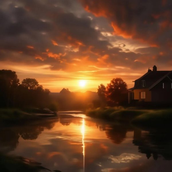 красивые закаты в деревне