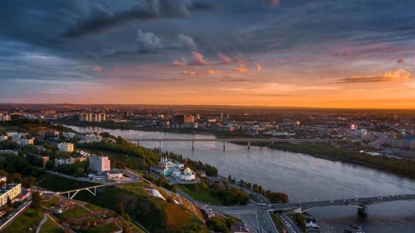 канавинский мост нижнего новгорода закат