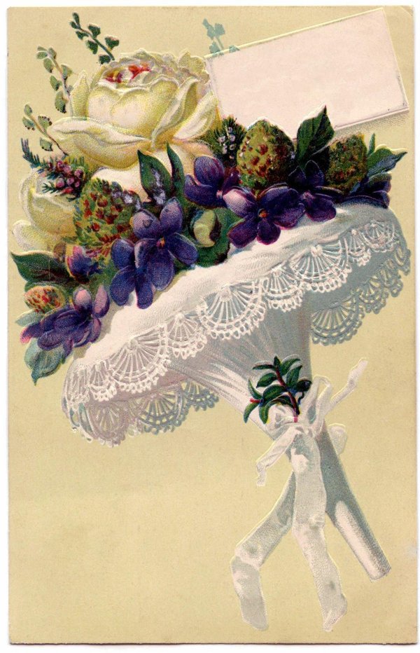 букет цветов ретро открытка