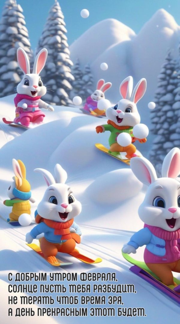 Доброе утро с зайчиками зимние