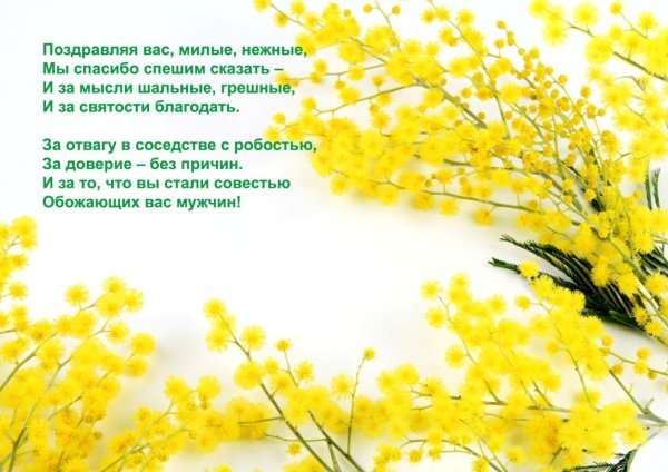 открытка с мимозами