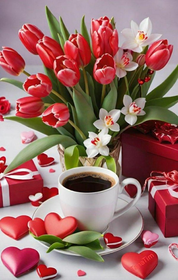 тюльпаны и кофе