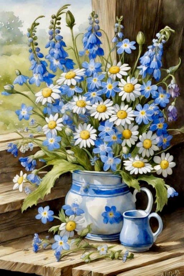 васильки и ромашки