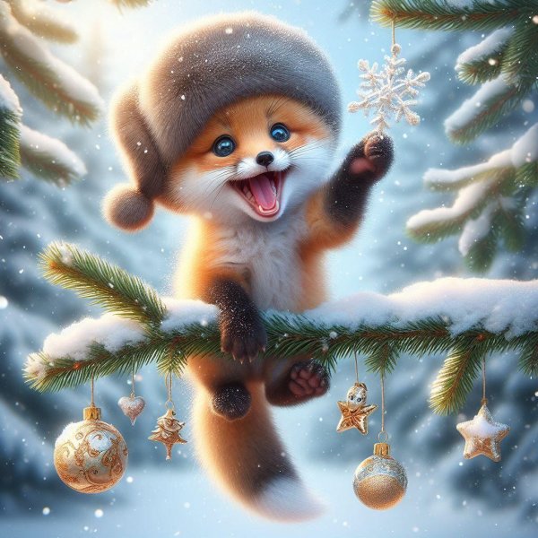 лиса новогодняя