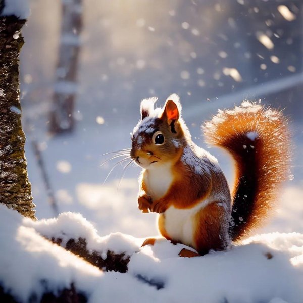 белочка в снегу