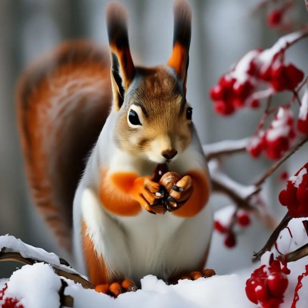 белочка зимой