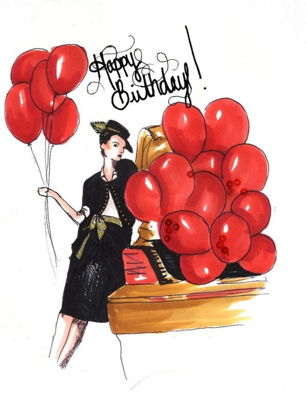 открытка на день рождения женщине стильная