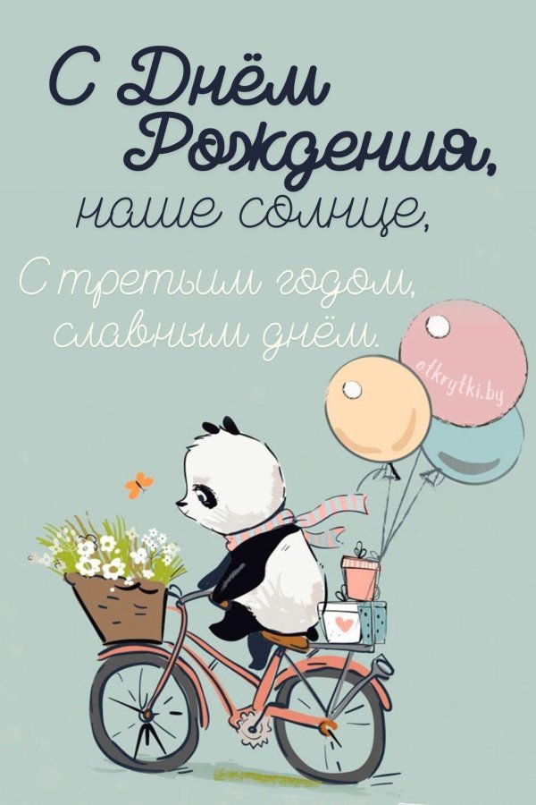 панда на велосипеде с шариками