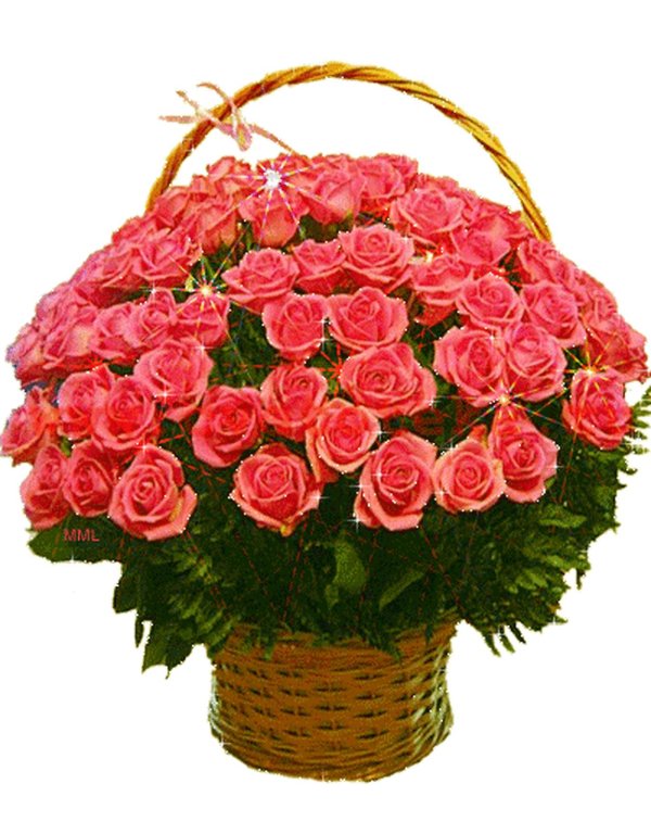 розы в корзинке