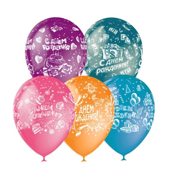 шар воздушный 30см пастель декоратор с днем рождения 5шт 54373