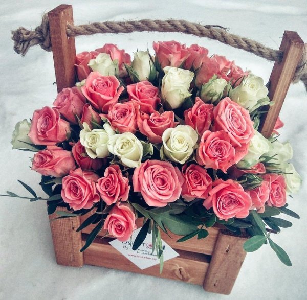 деревянный ящик цветов